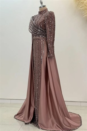 Elegance Tesettür Abiye Gül Kurusu