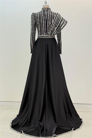 Elegance Tesettür Abiye Gümüş