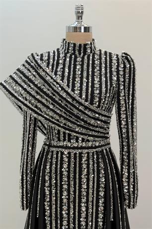 Elegance Tesettür Abiye Gümüş
