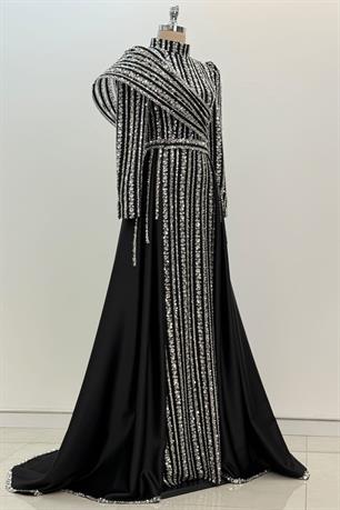 Elegance Tesettür Abiye Gümüş