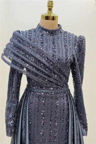 Elegance Tesettür Abiye İndigo