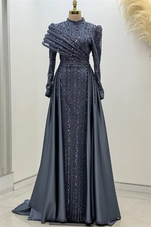 Elegance Tesettür Abiye İndigo