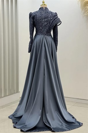 Elegance Tesettür Abiye İndigo