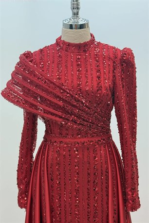 Elegance Tesettür Abiye Kırmızı