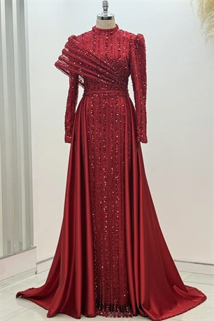 Elegance Tesettür Abiye Kırmızı