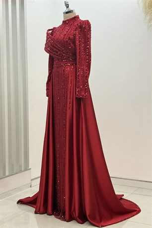 Elegance Tesettür Abiye Kırmızı