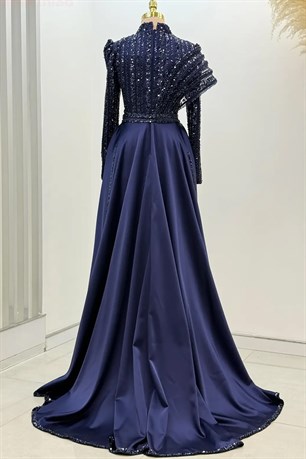 Elegance Tesettür Abiye Lacivert