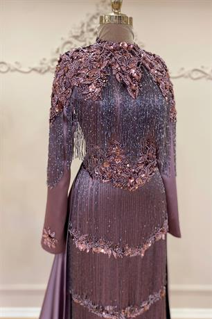 Elegance Tesettür Abiye Lila