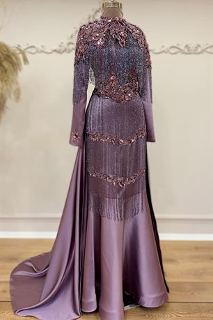 Elegance Tesettür Abiye Lila