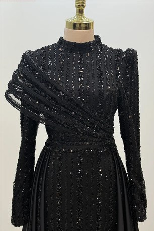 Elegance Tesettür Abiye Siyah