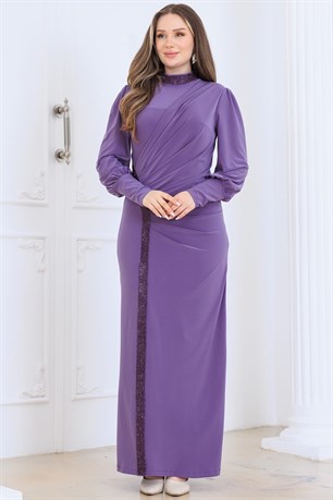 Eleni Tesettür Abiye Lavanta