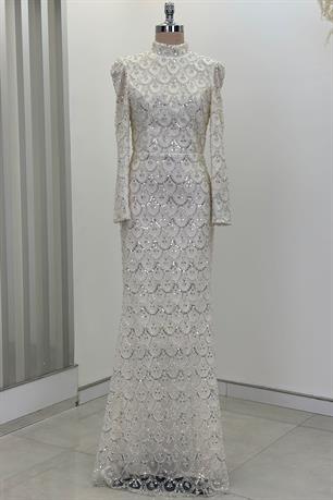 Elenor Tesettür Abiye Beyaz