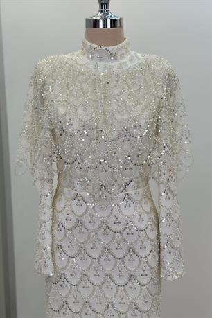 Elenor Tesettür Abiye Beyaz