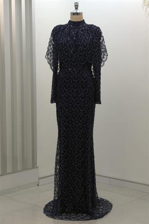 Elenor Tesettür Abiye Lacivert