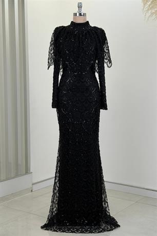 Elenor Tesettür Abiye Siyah