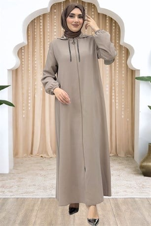 Elif Çıkarılabilir Kapüşonlu Ferace Bej