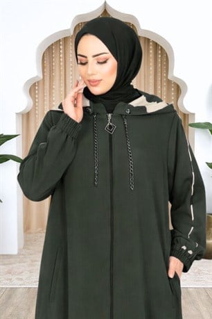 Elif Çıkarılabilir Kapüşonlu Ferace Haki