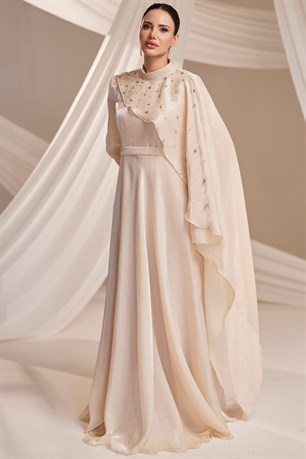 Elin Tesettür Abiye Bej