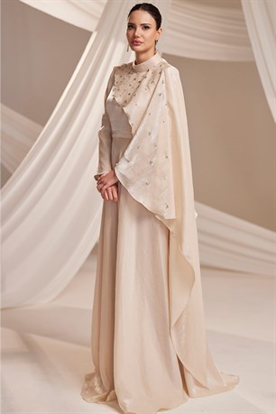 Elin Tesettür Abiye Bej