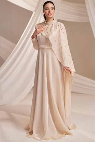 Elin Tesettür Abiye Bej