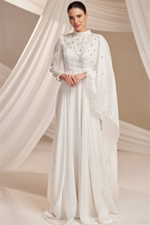 Elin Tesettür Abiye Beyaz