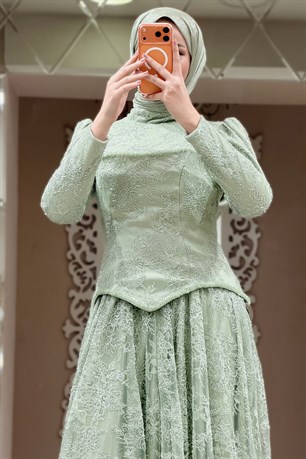 Elina Tesettür Abiye Mint