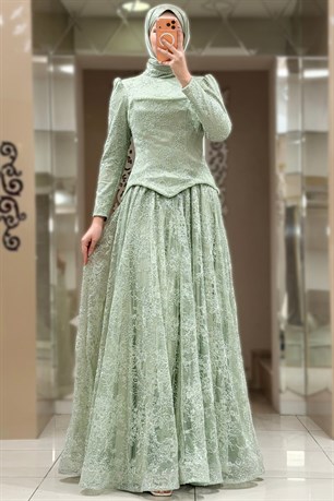 Elina Tesettür Abiye Mint