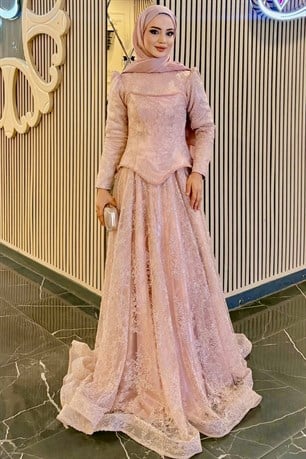 Elina Tesettür Abiye Pudra