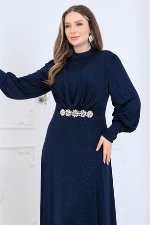 Elisa Tesettür Abiye Lacivert