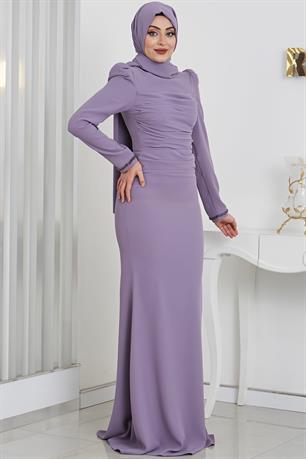 Eliza Tesettür Abiye Lila