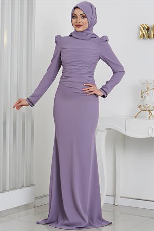 Eliza Tesettür Abiye Lila