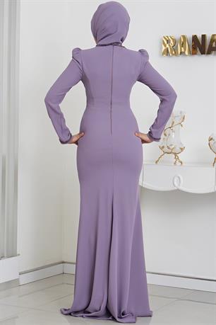 Eliza Tesettür Abiye Lila