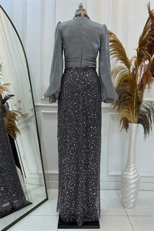 Ella Tesettür Abiye Antrasit