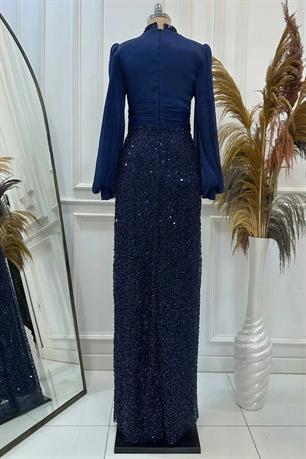 Ella Tesettür Abiye Lacivert