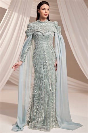 Elmas Tesettür Abiye Mint