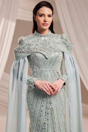 Elmas Tesettür Abiye Mint