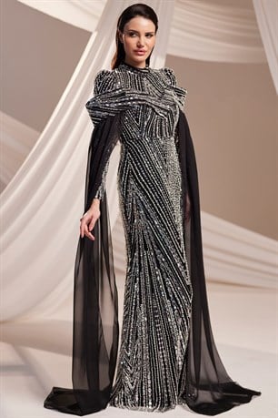 Elmas Tesettür Abiye Siyah