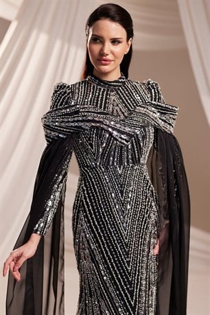 Elmas Tesettür Abiye Siyah