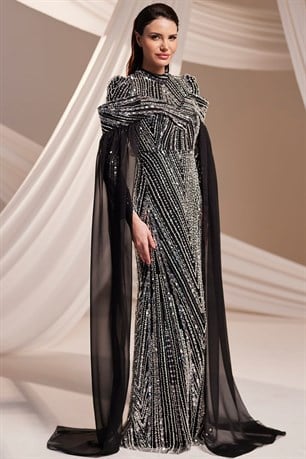 Elmas Tesettür Abiye Siyah