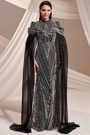 Elmas Tesettür Abiye Siyah