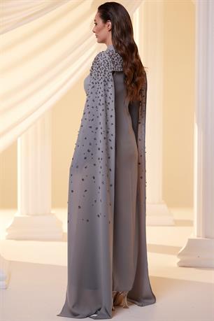 Elsa Tesettür Abiye Antrasit