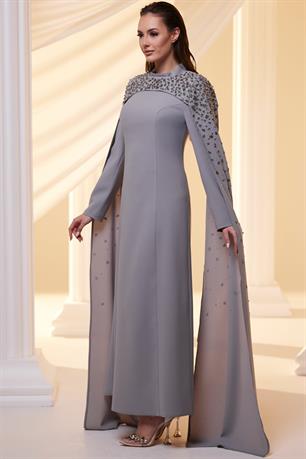 Elsa Tesettür Abiye Antrasit