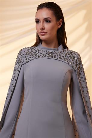 Elsa Tesettür Abiye Antrasit