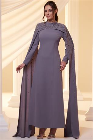 Elsa Tesettür Abiye Lila