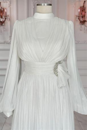 Feray Tesettür Abiye Ekru