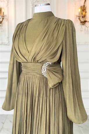 Feray Tesettür Abiye Haki