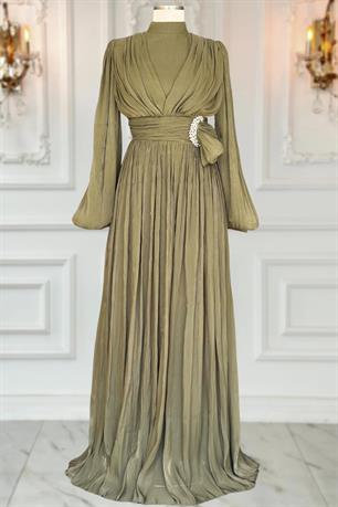 Feray Tesettür Abiye Haki