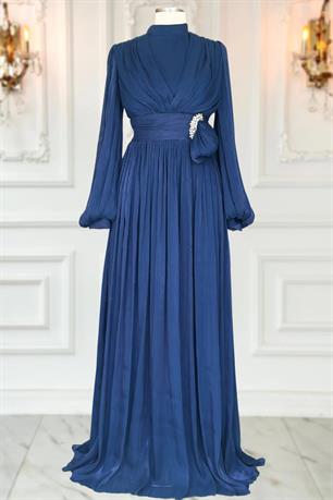 Feray Tesettür Abiye Lacivert