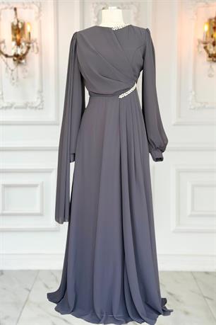 Feza Tesettür Abiye Antrasit