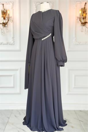 Feza Tesettür Abiye Antrasit